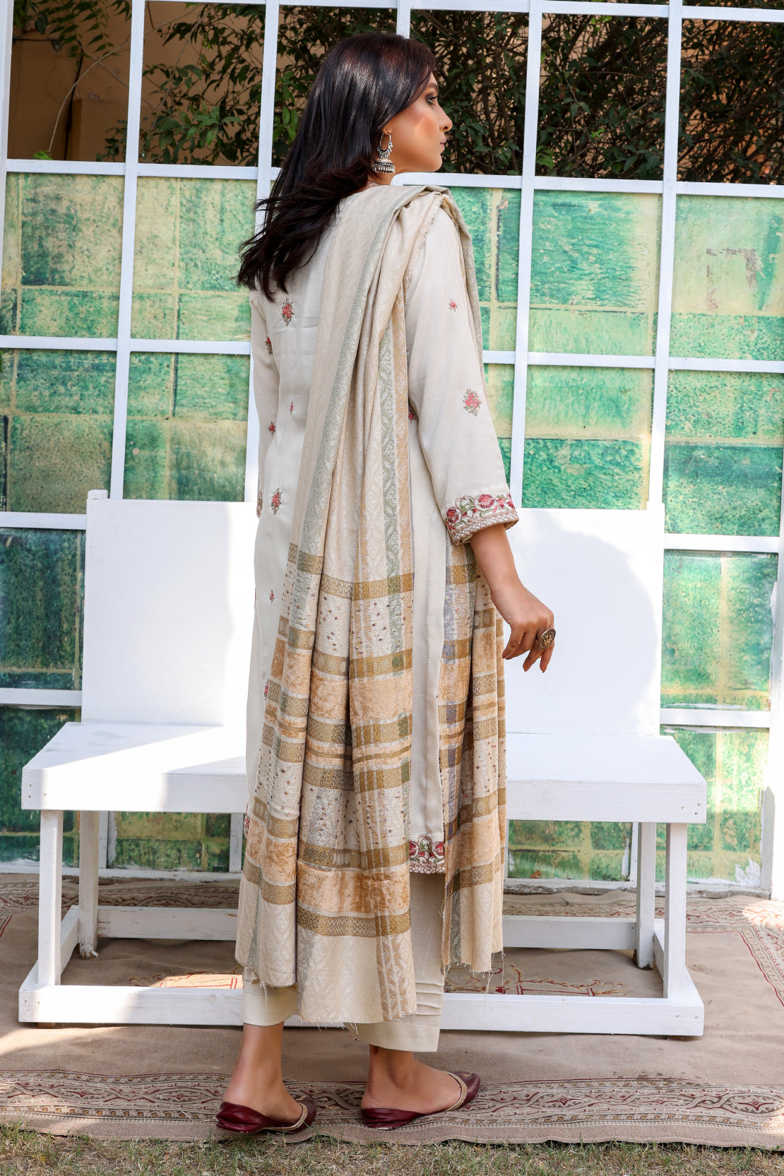 3 PIECE - PREMIUM EMBROIDERED PEACH -  703