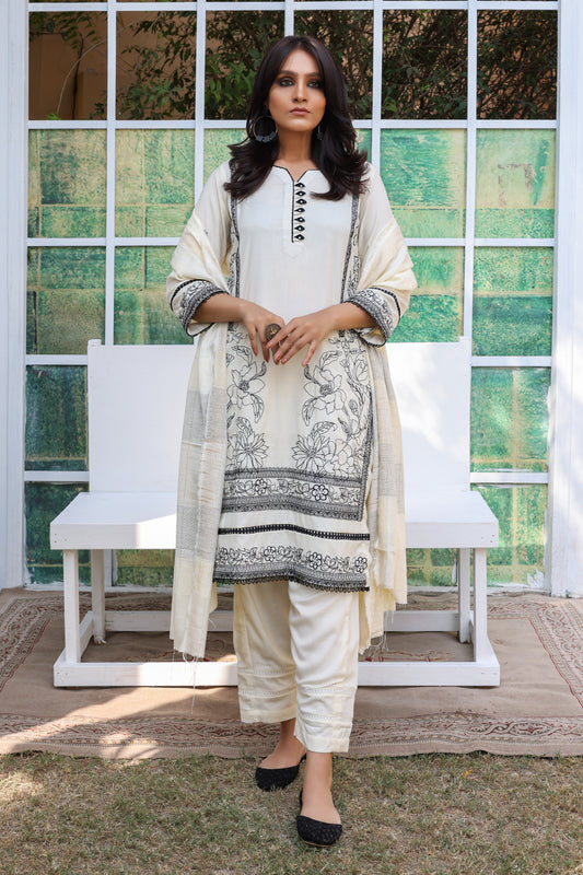 3 PIECE - PREMIUM EMBROIDERED PEACH -  706