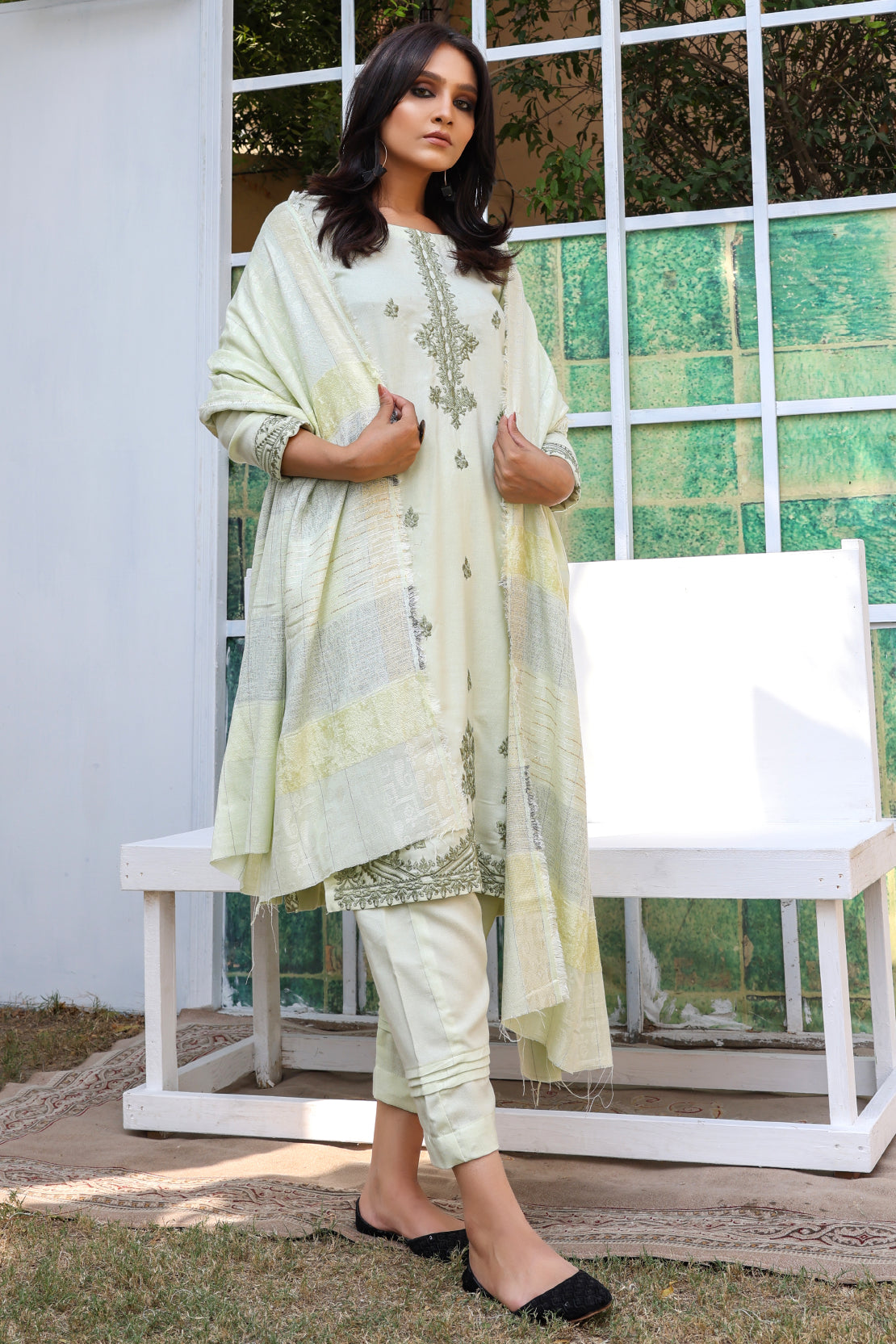 3 PIECE - PREMIUM EMBROIDERED PEACH -  707