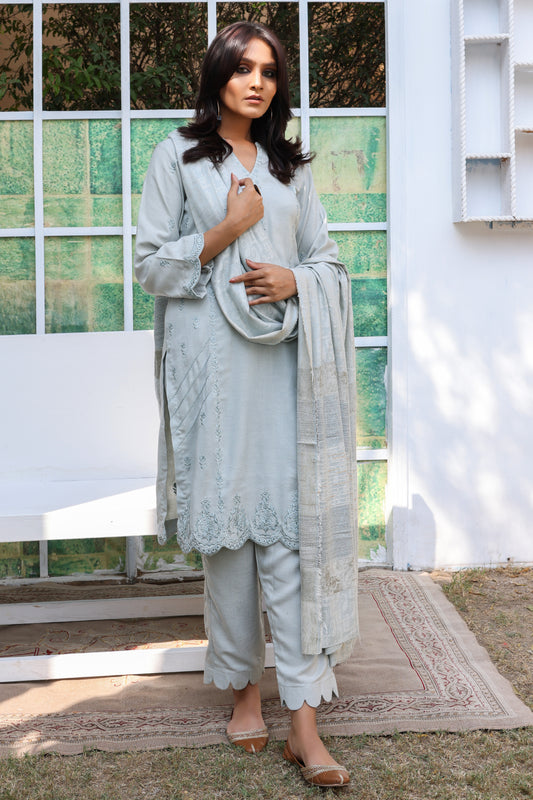 3 PIECE - PREMIUM EMBROIDERED PEACH -  708