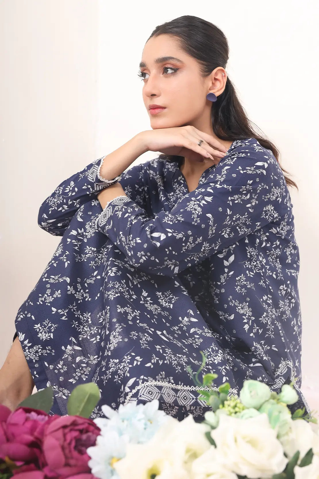 2 Piece - Digitally Printed Khadar - 8332