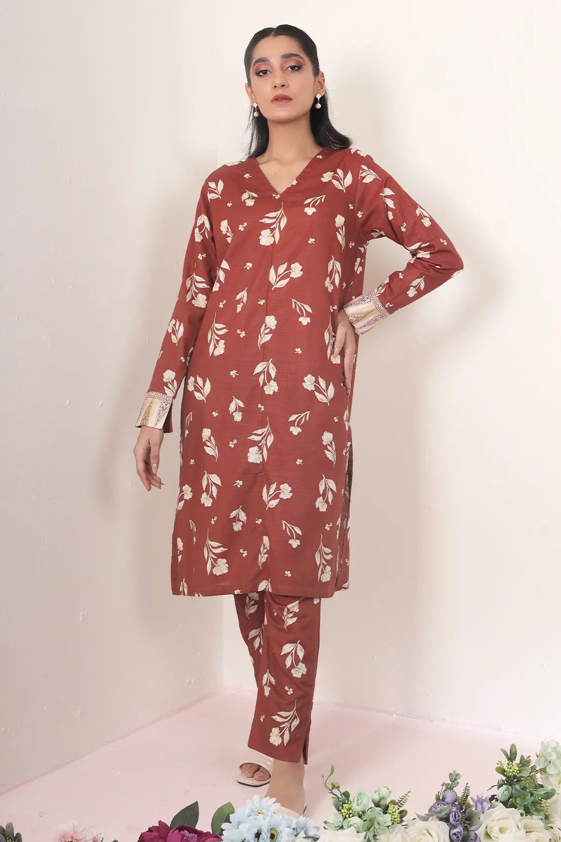 2 Piece - Digitally Printed Khadar - 8335