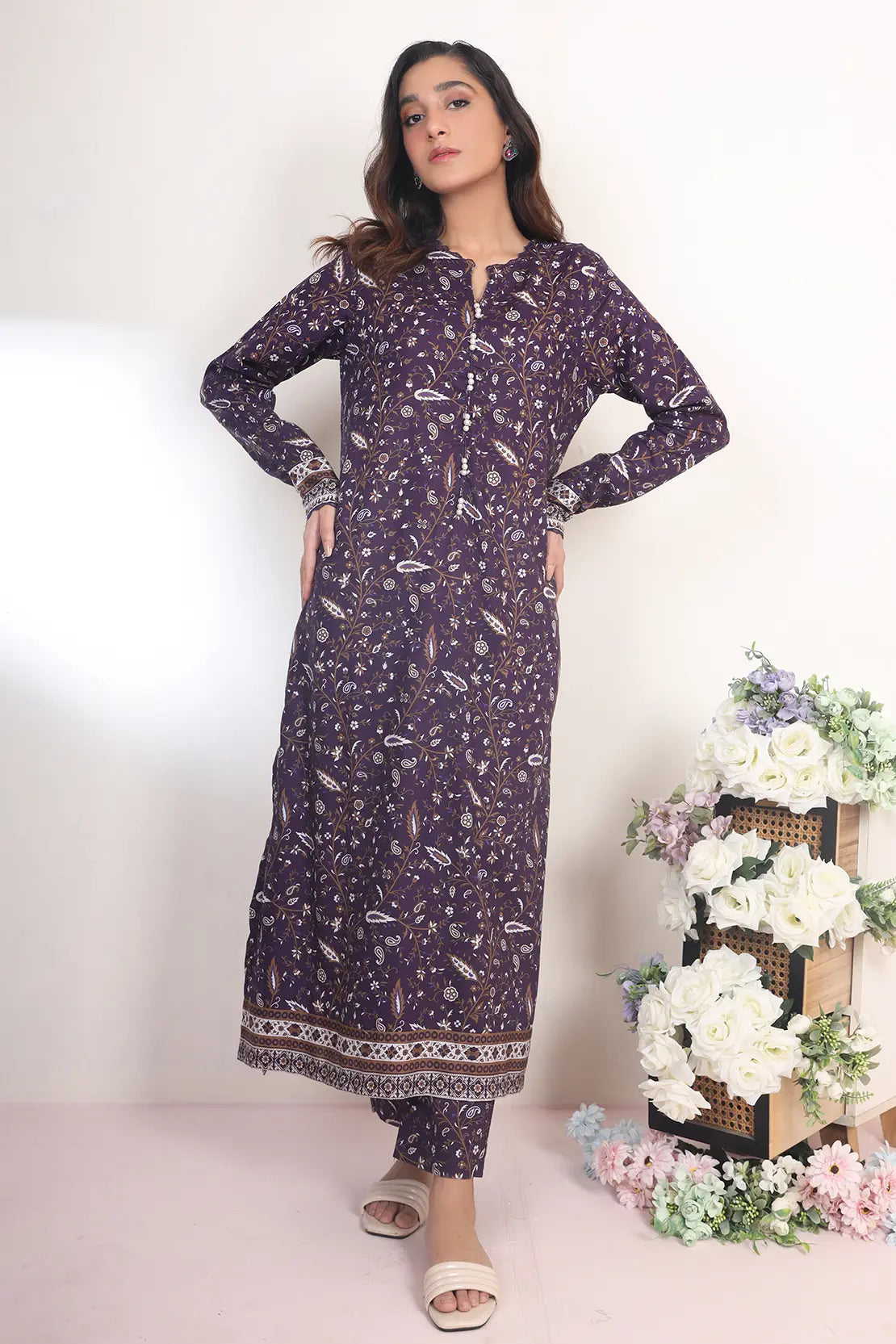 2 Piece - Digitally Printed Khadar - 8337