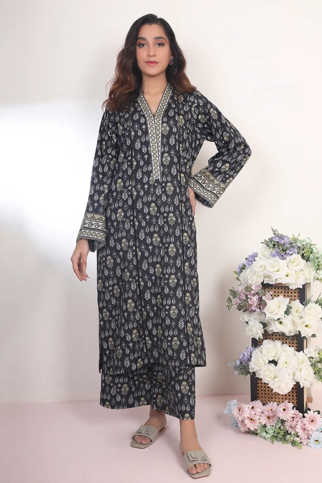 2 Piece - Digitally Printed Khadar - 8339
