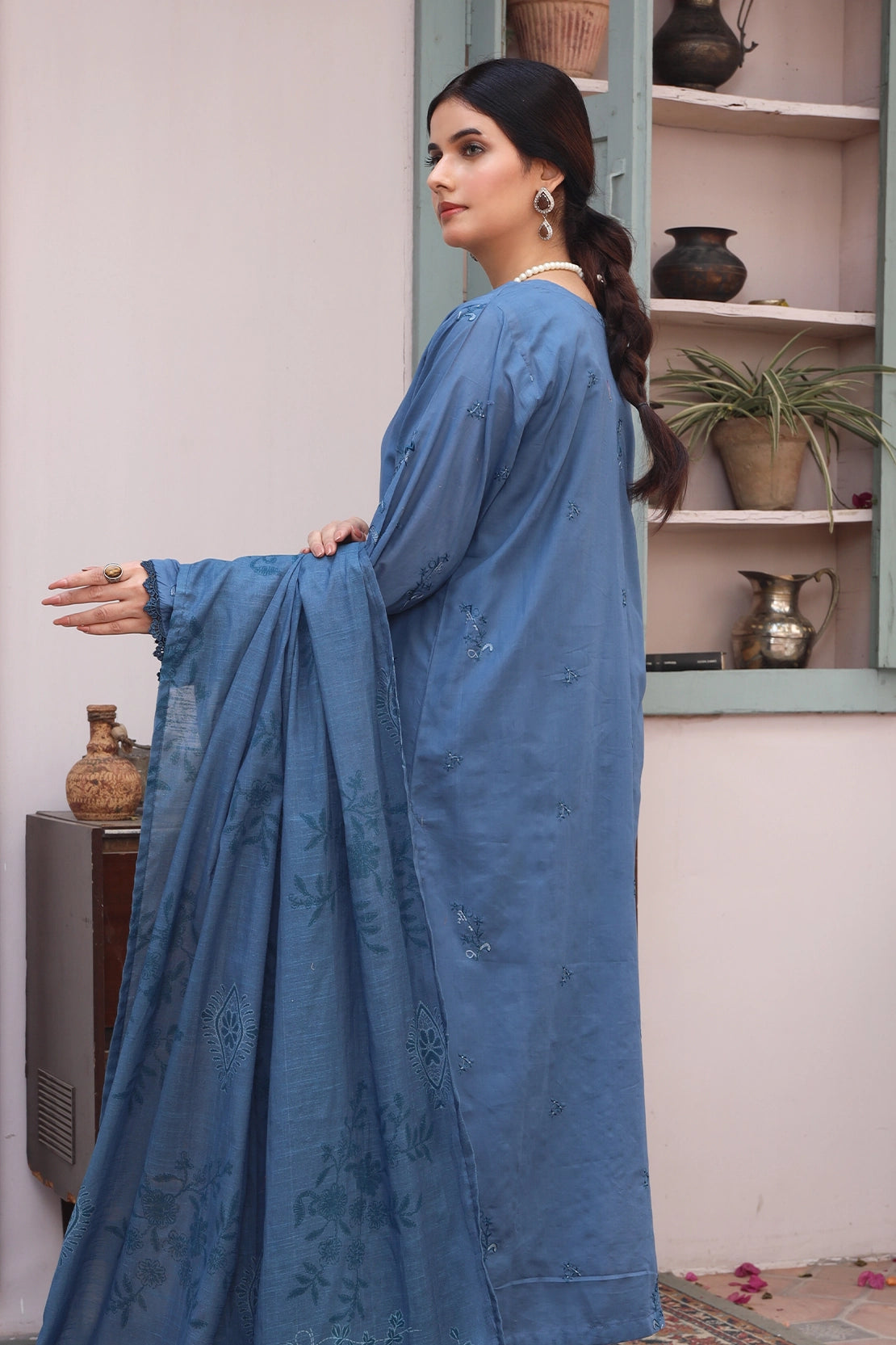 3 Piece - Premium Embroidered Lawn - 8870