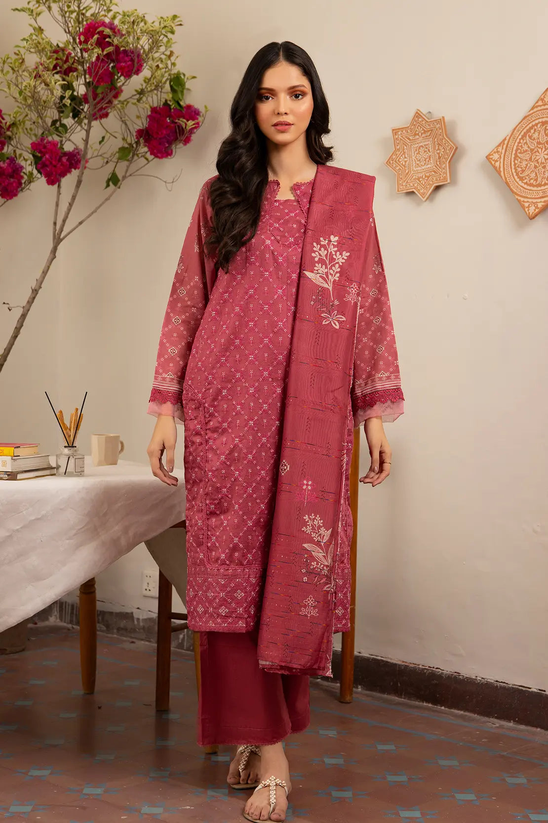 3 Piece - Embroidered Luxury Lawn - 7437