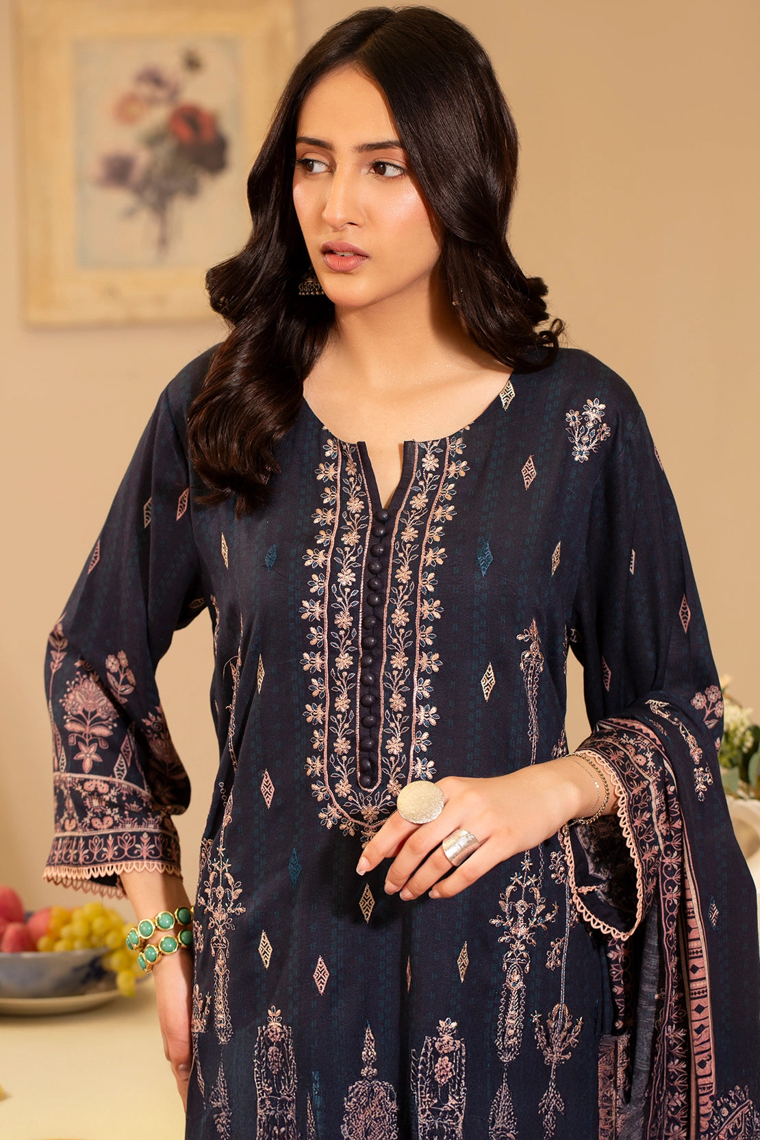 3 PIECE - PREMIUM EMBROIDERED KARANDI - 184