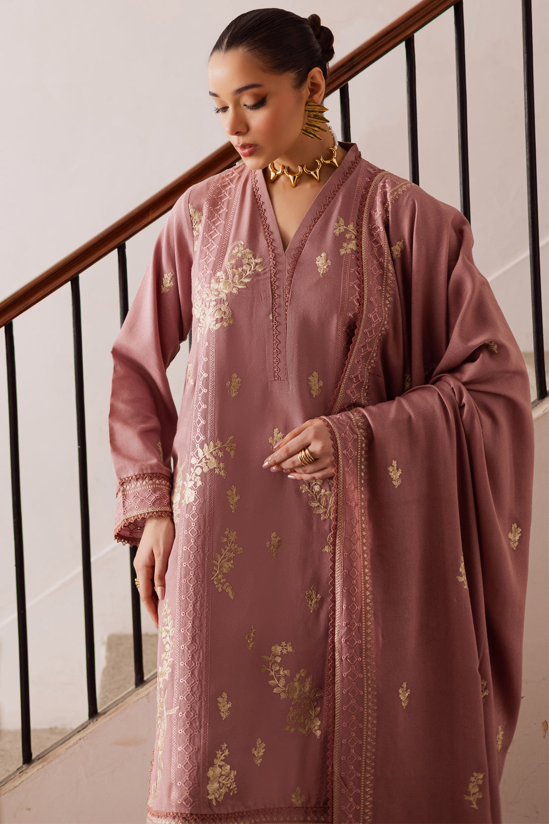 3 Piece - Premium Embroidered Karandi - 6666