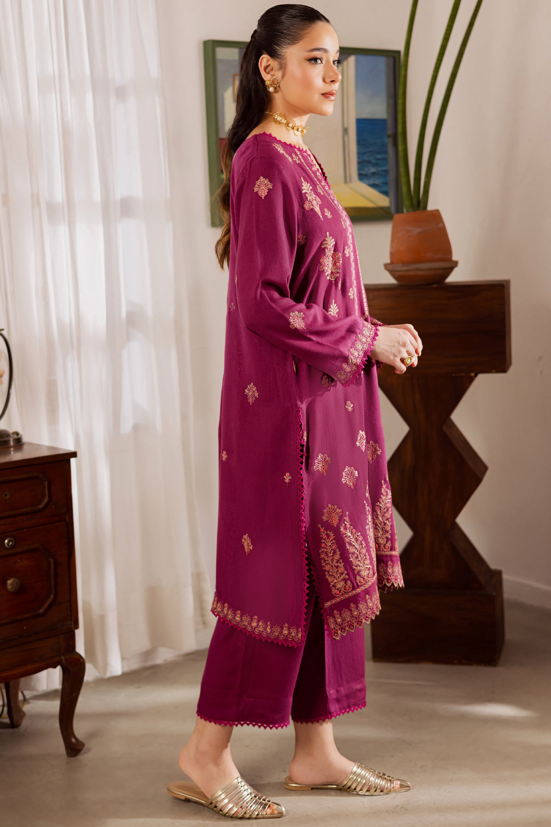 3 Piece - Premium Embroidered Karandi - 6662