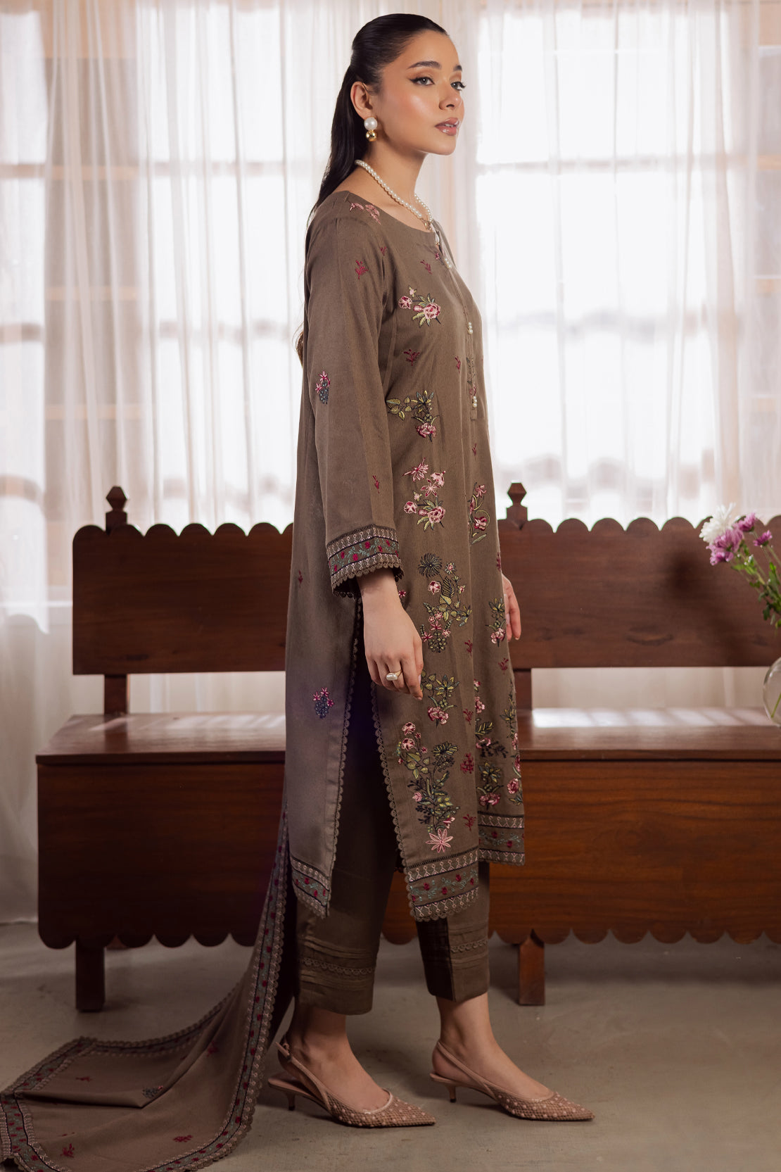 3 Piece - Premium Embroidered Karandi - 6664