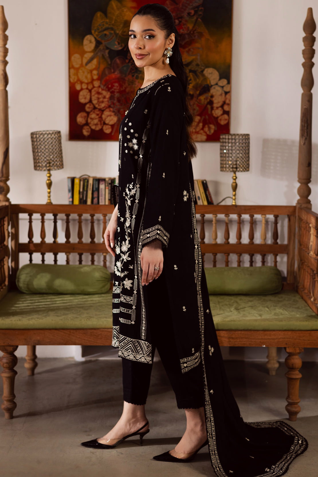 3 Piece - Premium Embroidered Karandi - 6665