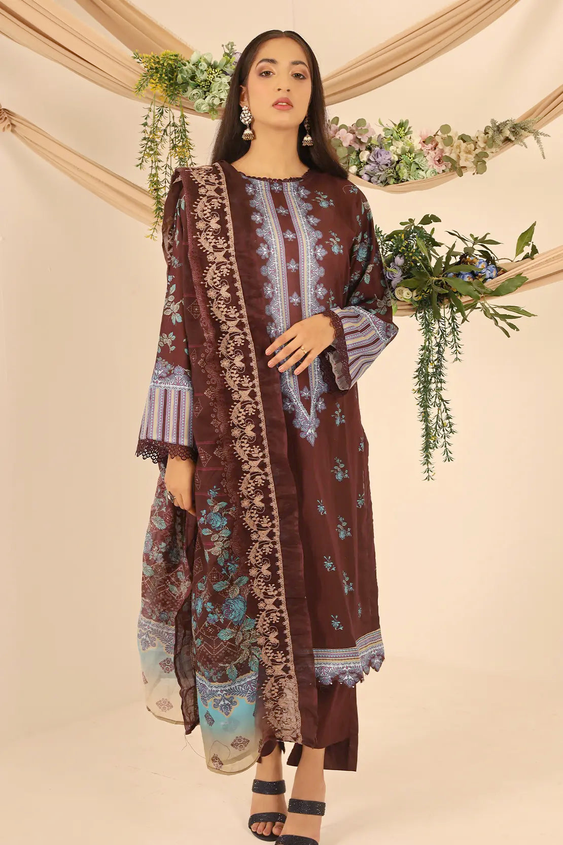3 Piece - Digitally Printed Lawn - 7737