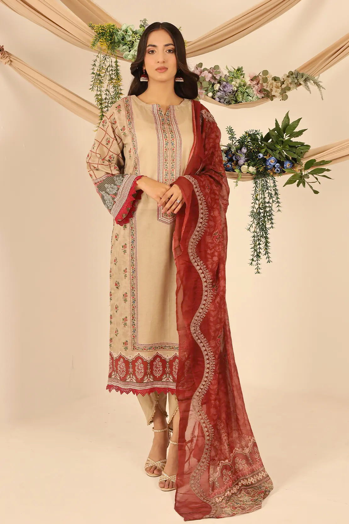 3 Piece - Digitally Printed Lawn - 7738
