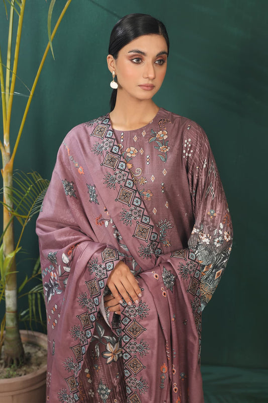 3 Piece - Premium Embroidered Khaddar - 8390
