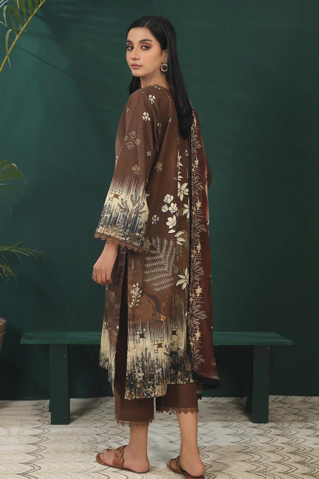 3 Piece - Premium Embroidered Khaddar - 8382