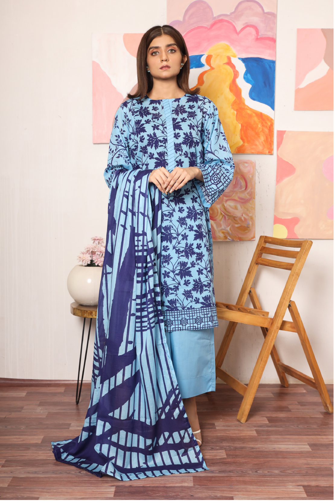 3 PIECE - DIGITALLY PRINTED PREMIUM LAWN - 2542