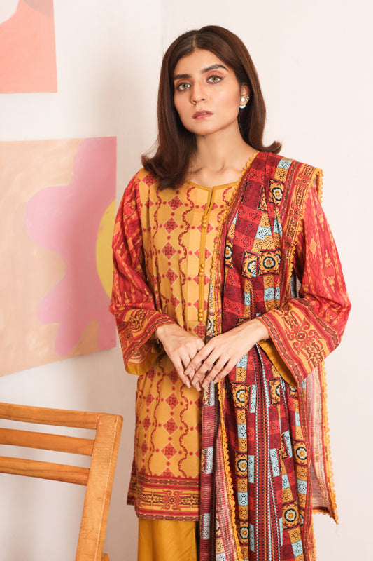 3 PIECE - DIGITALLY PRINTED PREMIUM LAWN - 2539