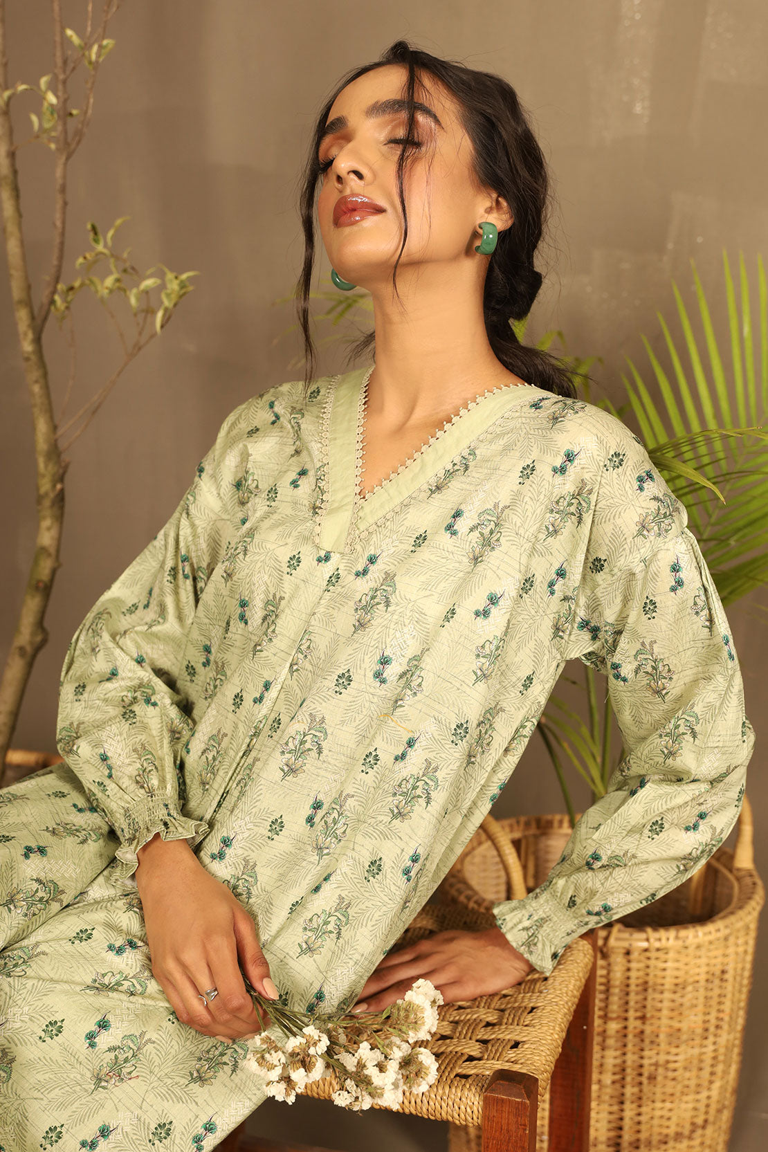 2 Piece - Printed Lawn Shirt with Embroidered Trouser - 7640