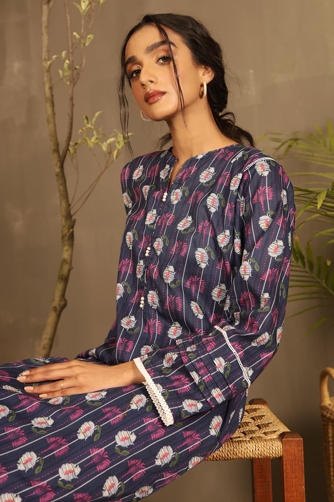 2 Piece - Printed Lawn Shirt with Embroidered Trouser - 7632