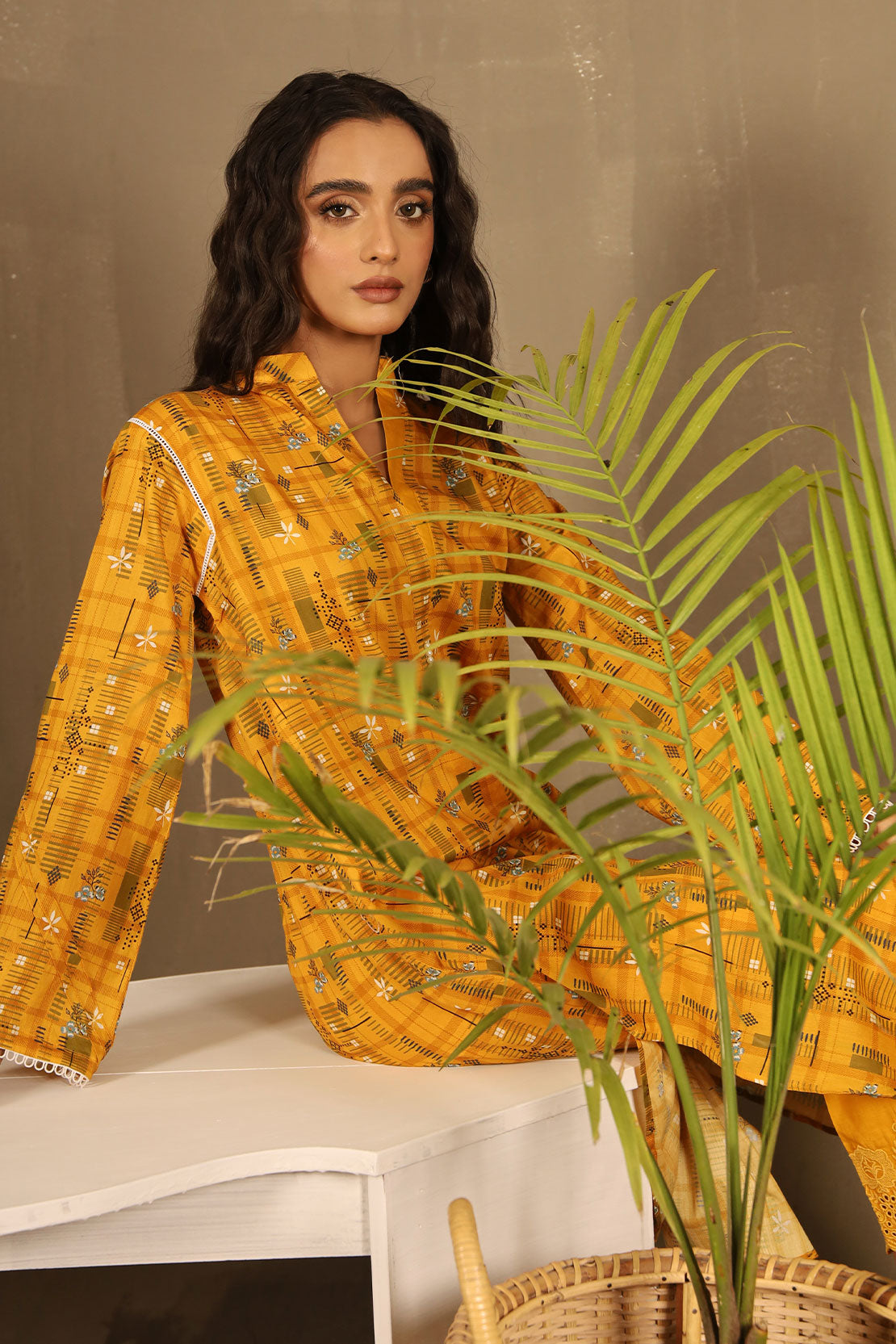 2 Piece - Printed Lawn Shirt with Embroidered Trouser - 7634