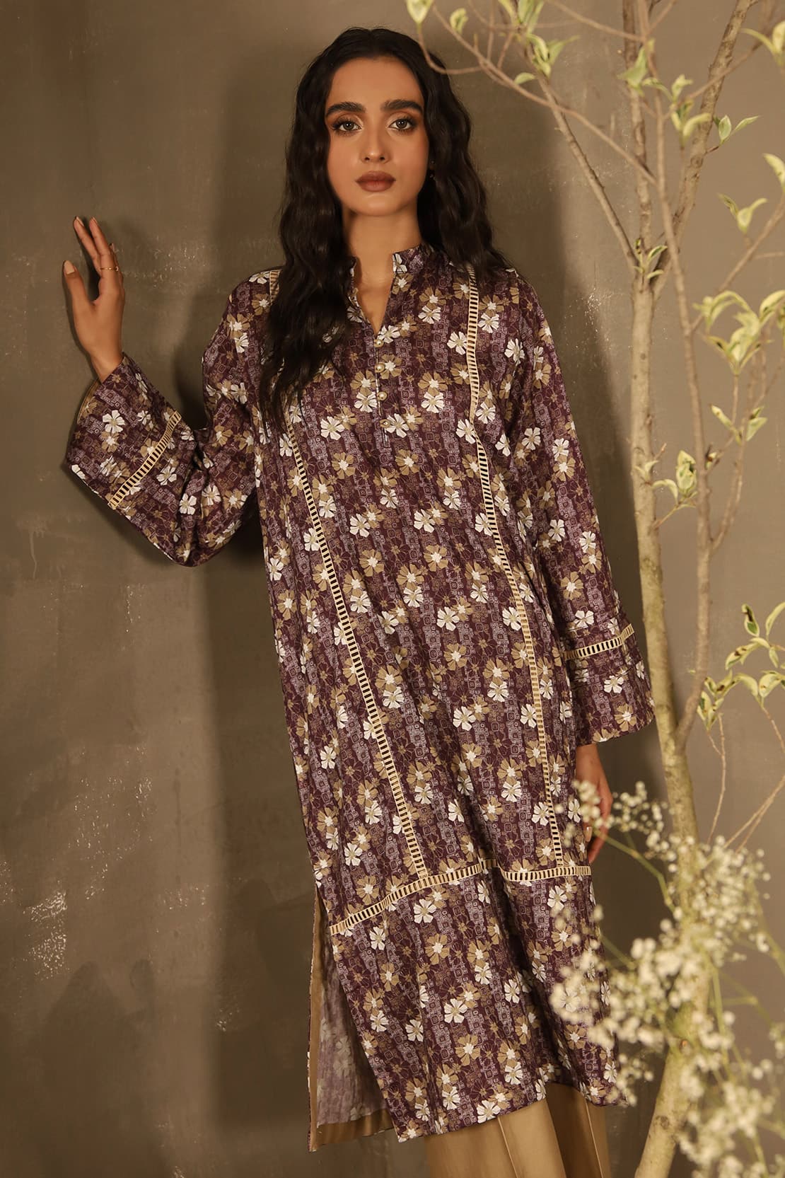 2 Piece - Printed Lawn Shirt with Embroidered Trouser - 7636