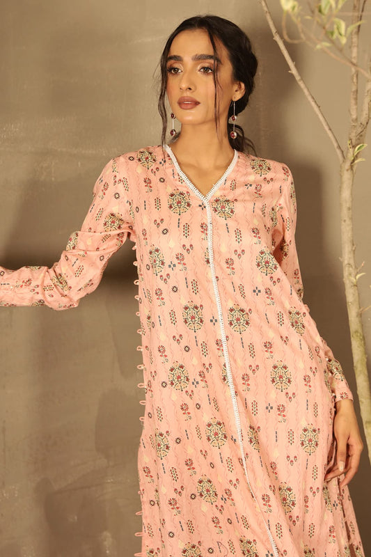 2 Piece - Printed Lawn Shirt with Embroidered Trouser - 7639