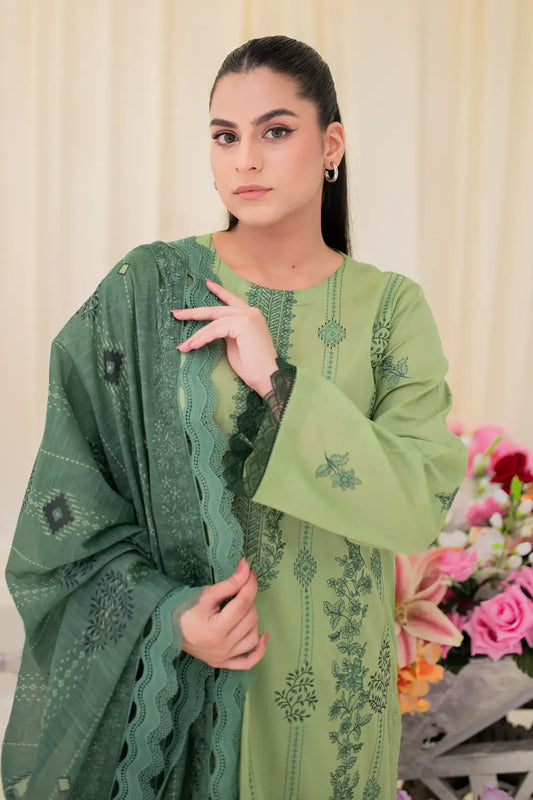 3 Piece - Embroidered Lawn - 8667
