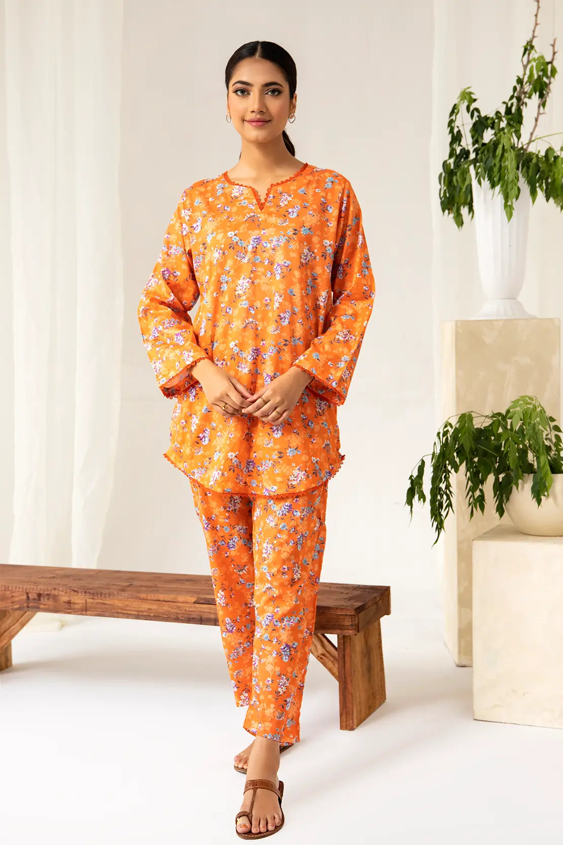 2 Piece - Printed Lawn Co-ord Set – 8063