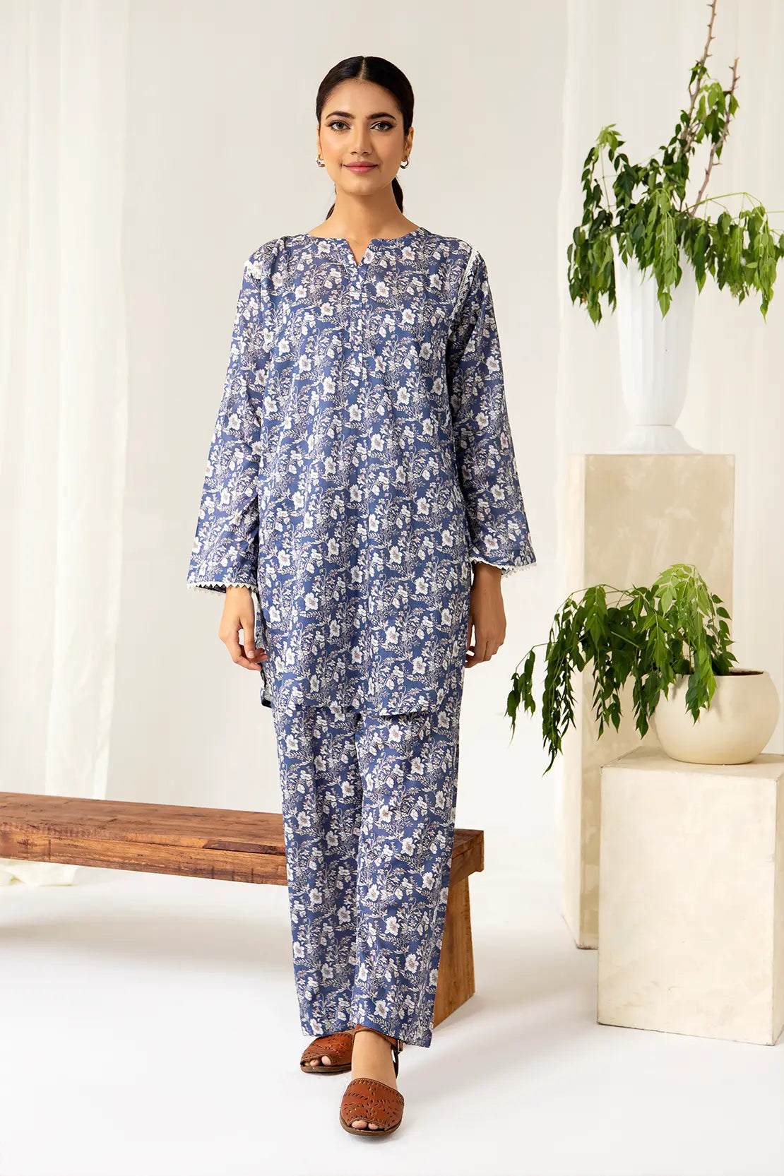 2 Piece - Printed Lawn Co-ord Set – 8068