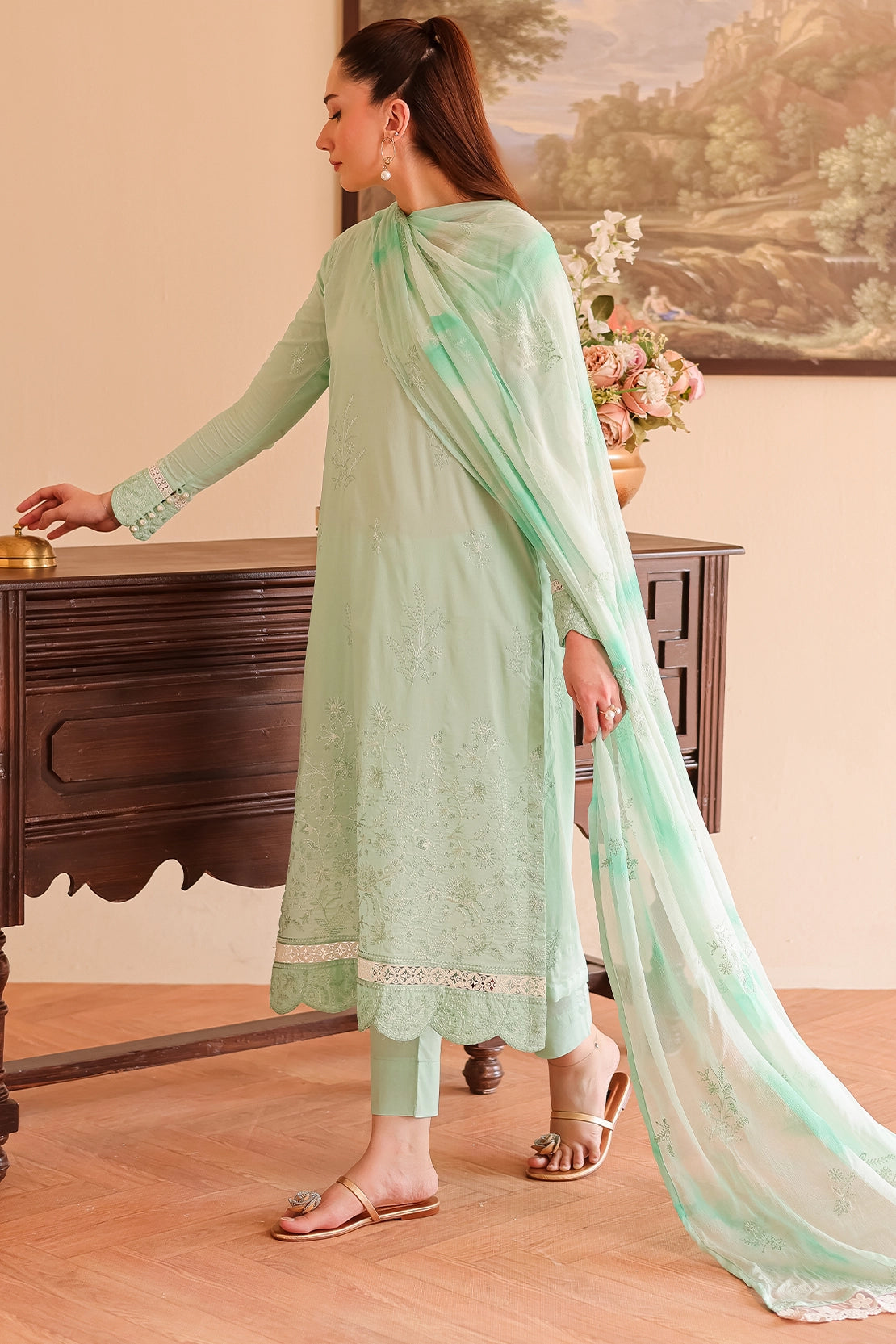 3 Piece - Premium Embroidered Lawn - 501