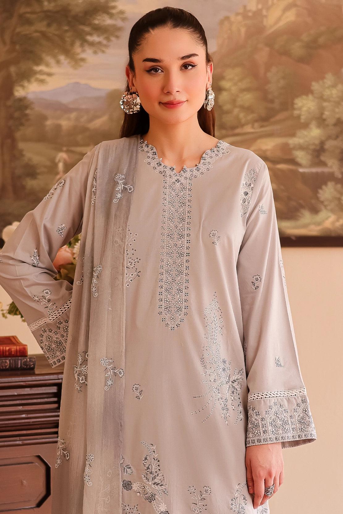 3 Piece - Premium Embroidered Lawn - 505