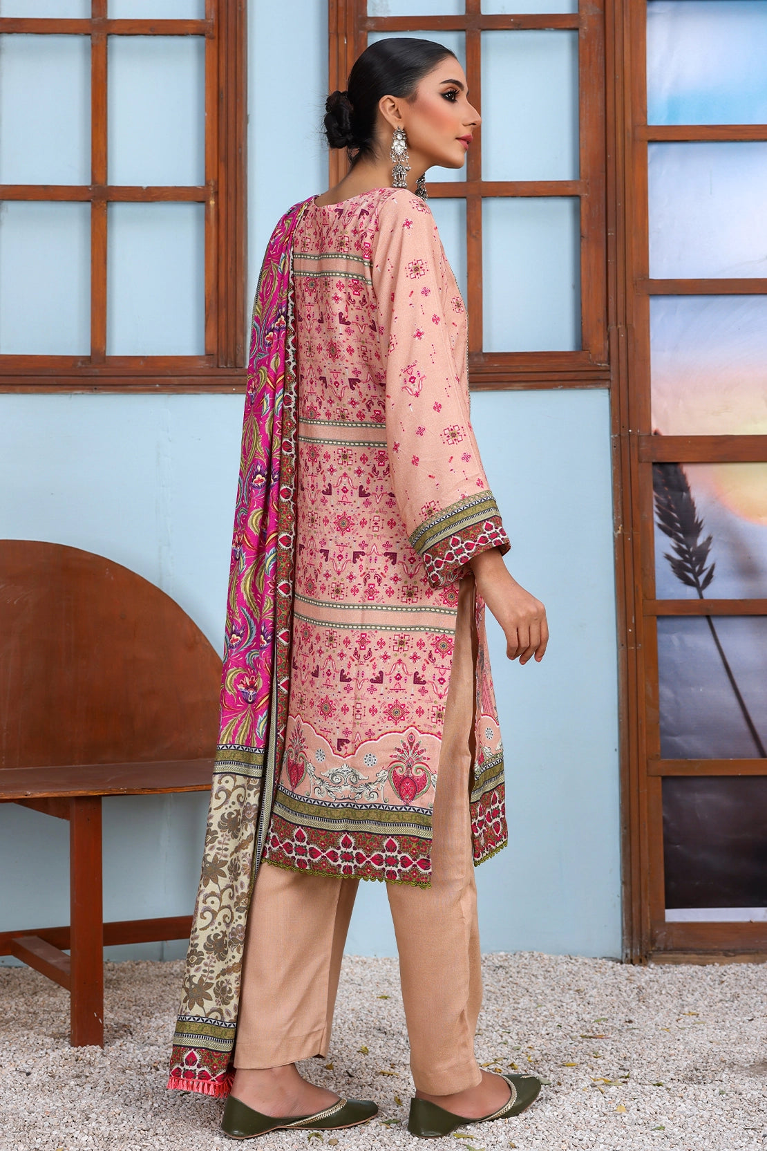 3 PIECE - EMBROIDERED PEACH - 1154