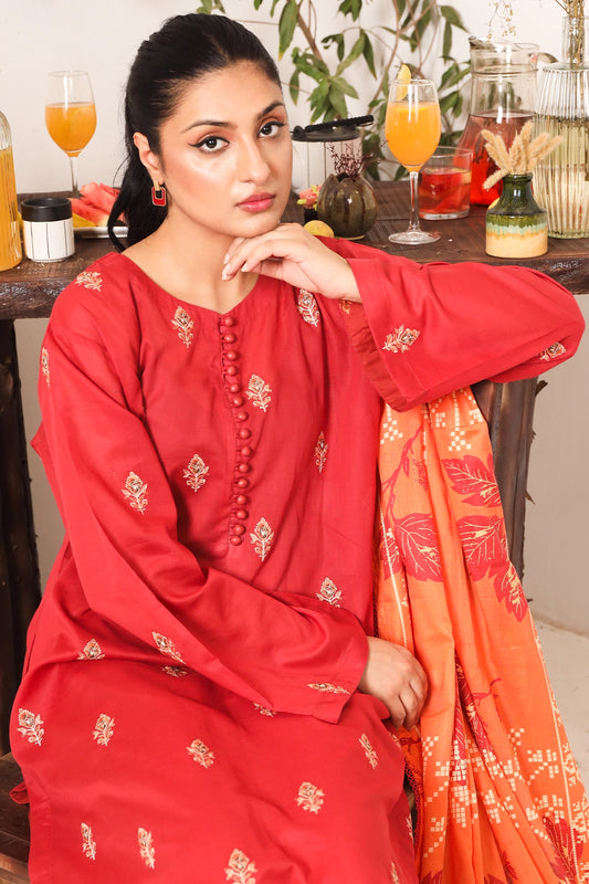 3 PIECE - PREMIUM EMBROIDERED LAWN - 8712