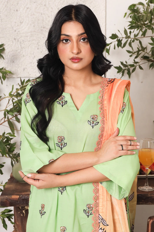 3 PIECE - PREMIUM EMBROIDERED LAWN - 8718