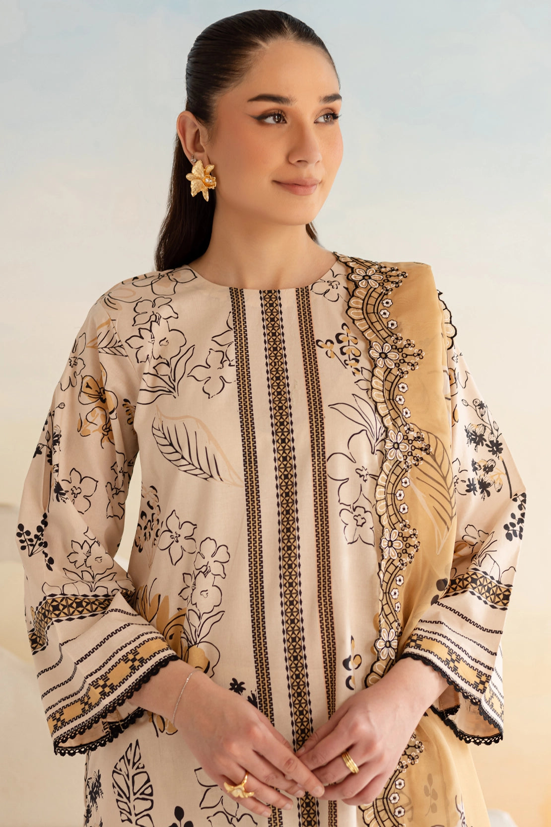 3 Piece- Premium Digitally Printed Lawn - 9161