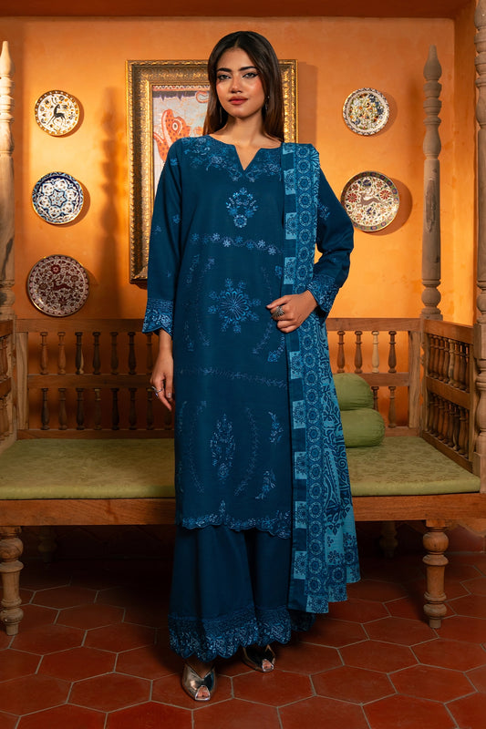 3 Piece - Embroidered  Khaddar - 1037