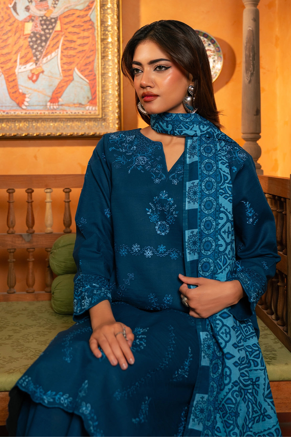 3 Piece - Embroidered  Khaddar - 1037