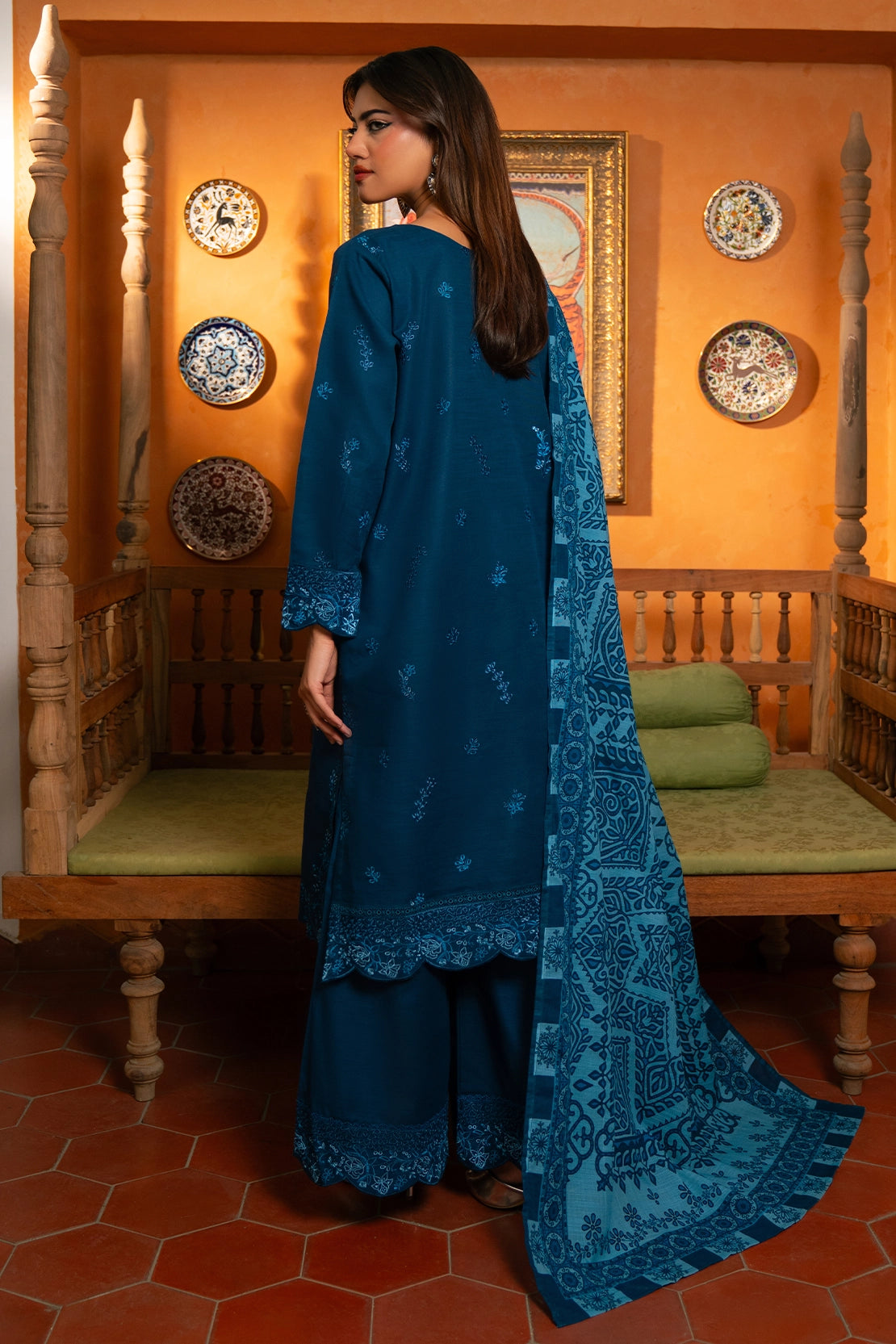 3 Piece - Embroidered  Khaddar - 1037