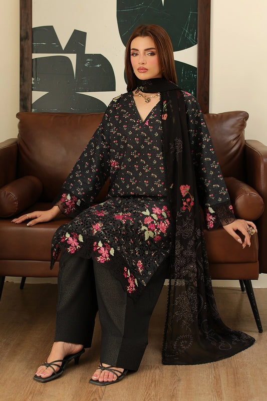 3 Piece - Embroidered Lawn Karandi  - 3917