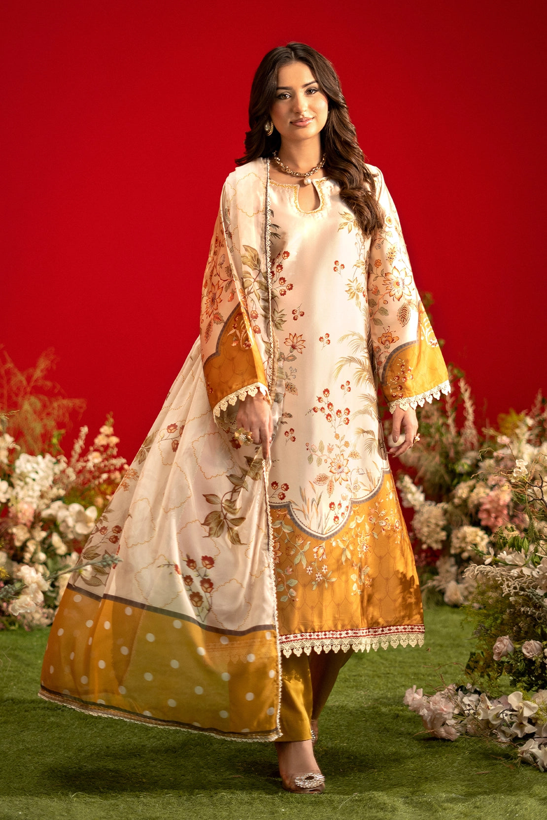 3 Piece - Digitally Printed Luxury Silk - 3907
