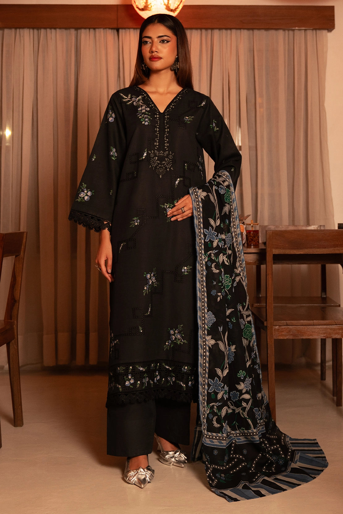 3 Piece - Embroidered Khaddar - 1031