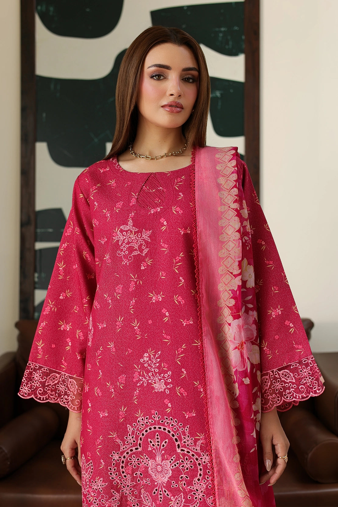 3 Piece - Embroidered Lawn Karandi  - 3918