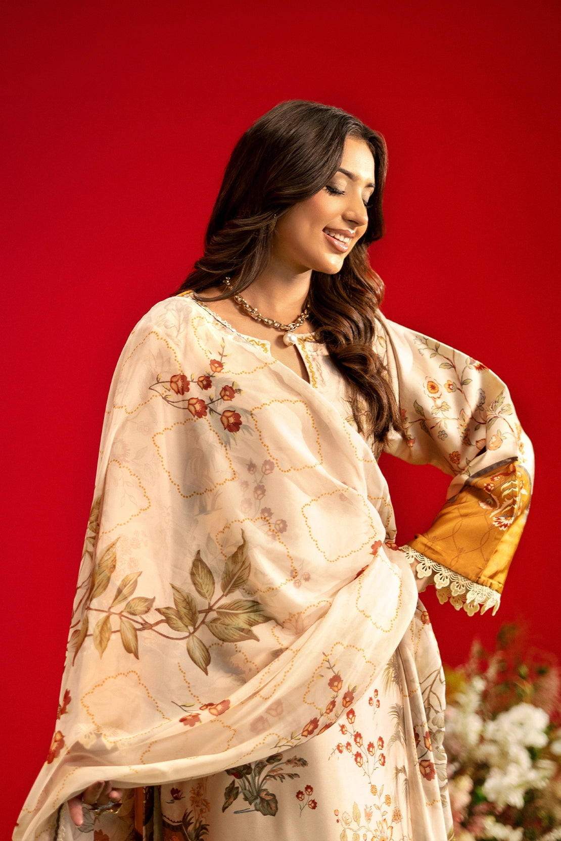3 Piece - Digitally Printed Luxury Silk - 3907