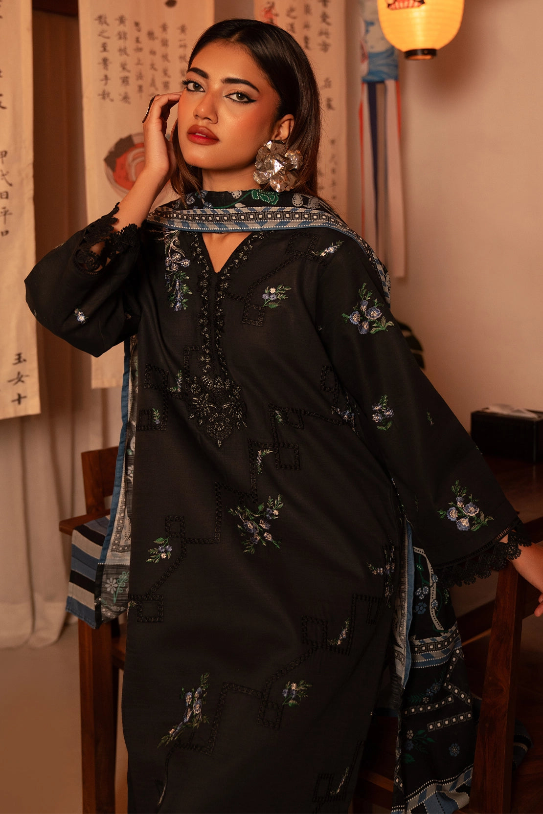 3 Piece - Embroidered Khaddar - 1031
