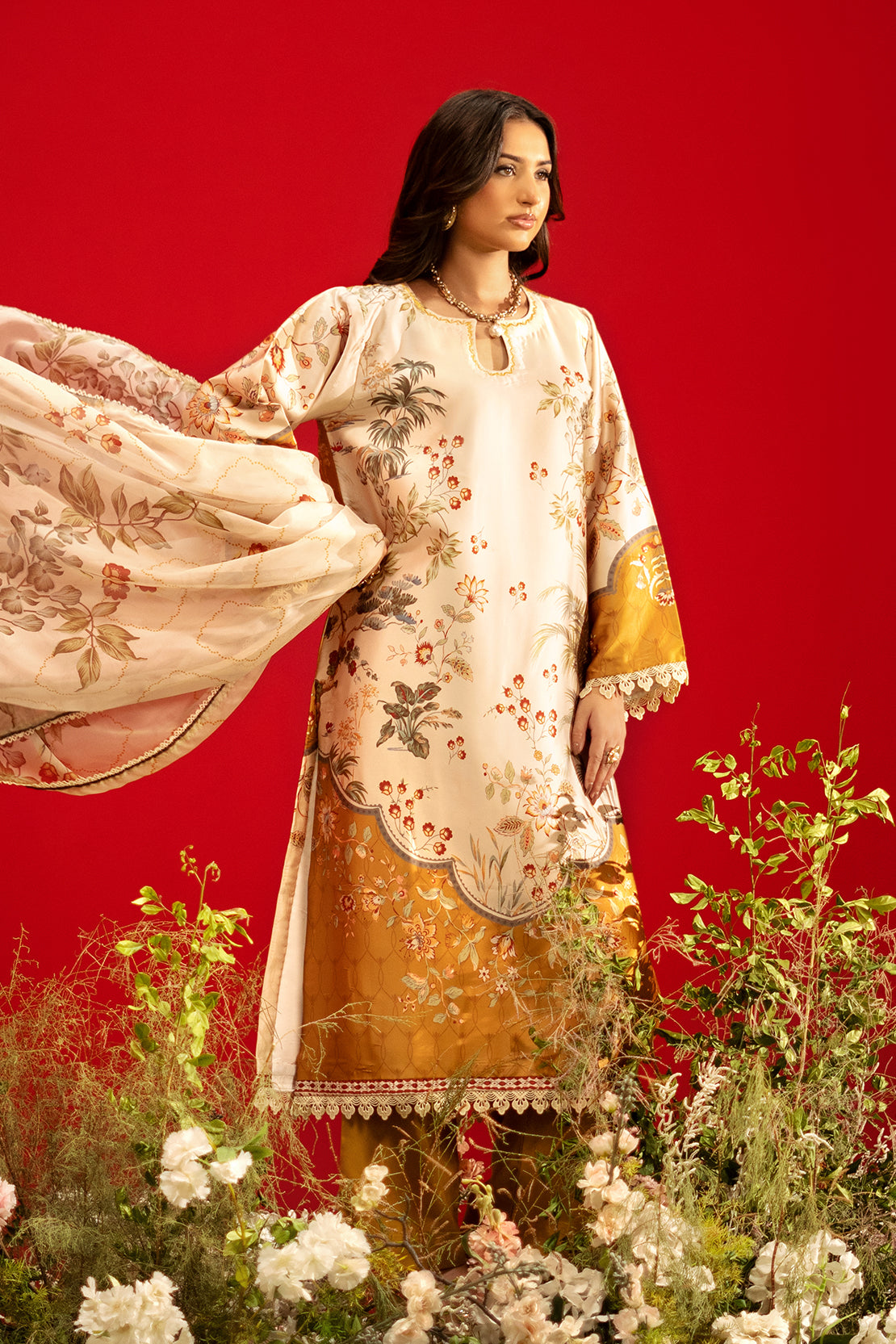 3 Piece - Digitally Printed Luxury Silk - 3907