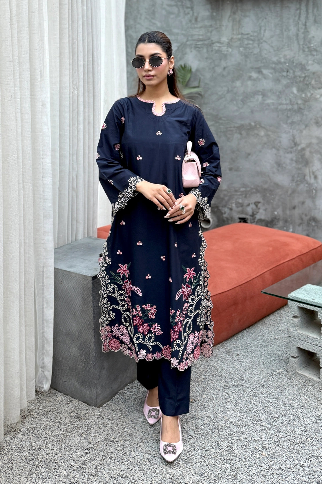 Stitched 2 Piece - Embroidered Lawn - Midnight Bloom