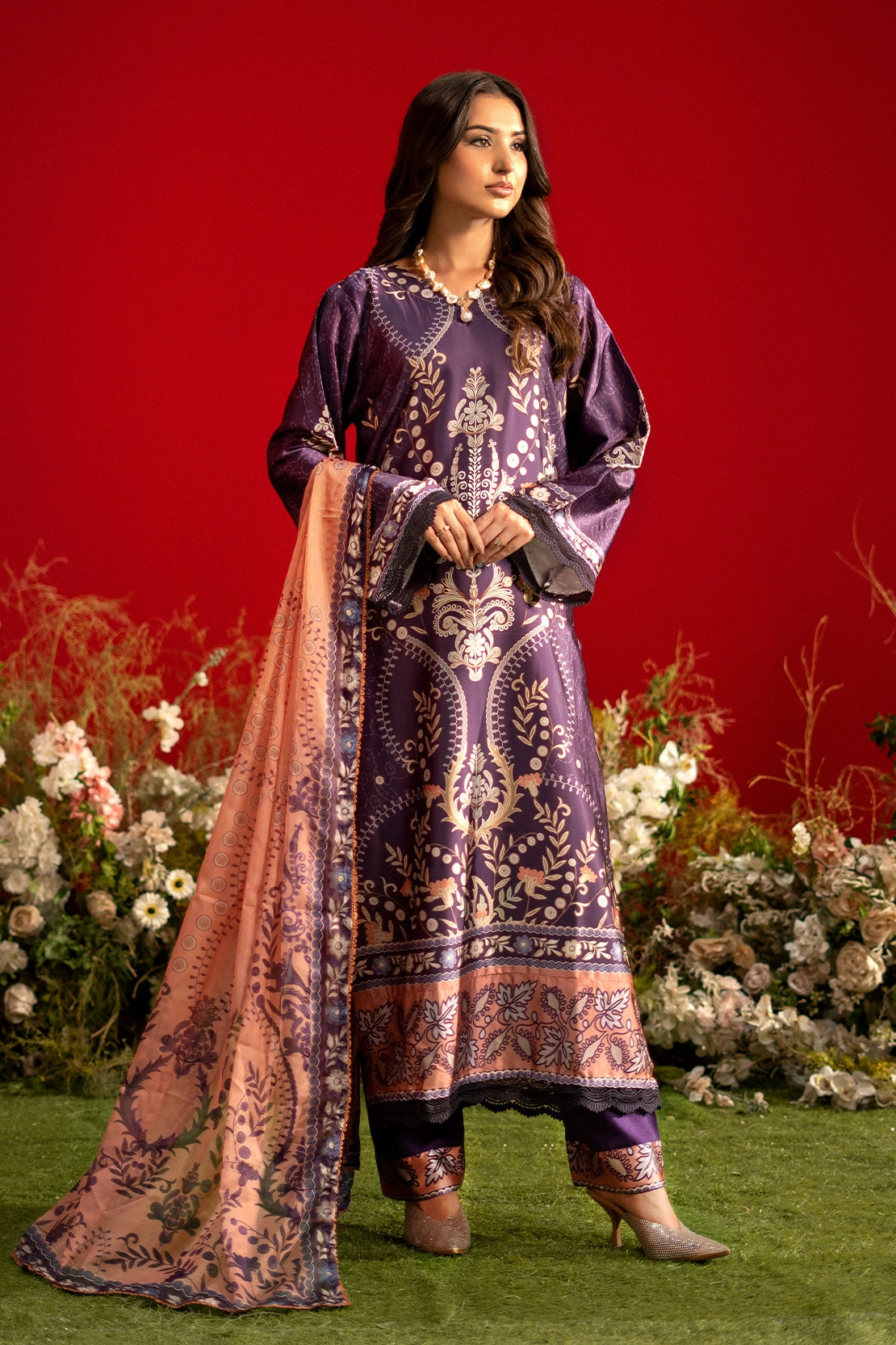3 Piece - Digitally Printed Luxury Silk - 3905