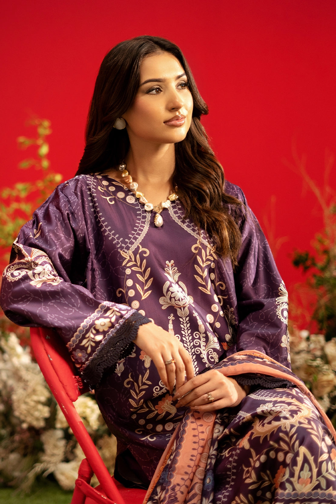3 Piece - Digitally Printed Luxury Silk - 3905