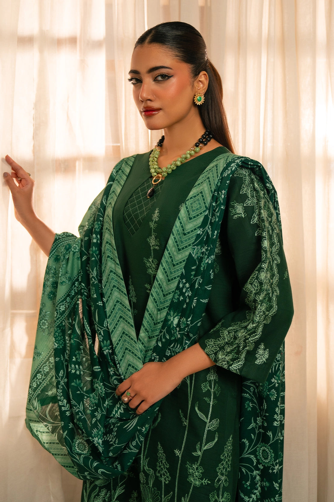3 Piece - Embroidered Khaddar - 1038