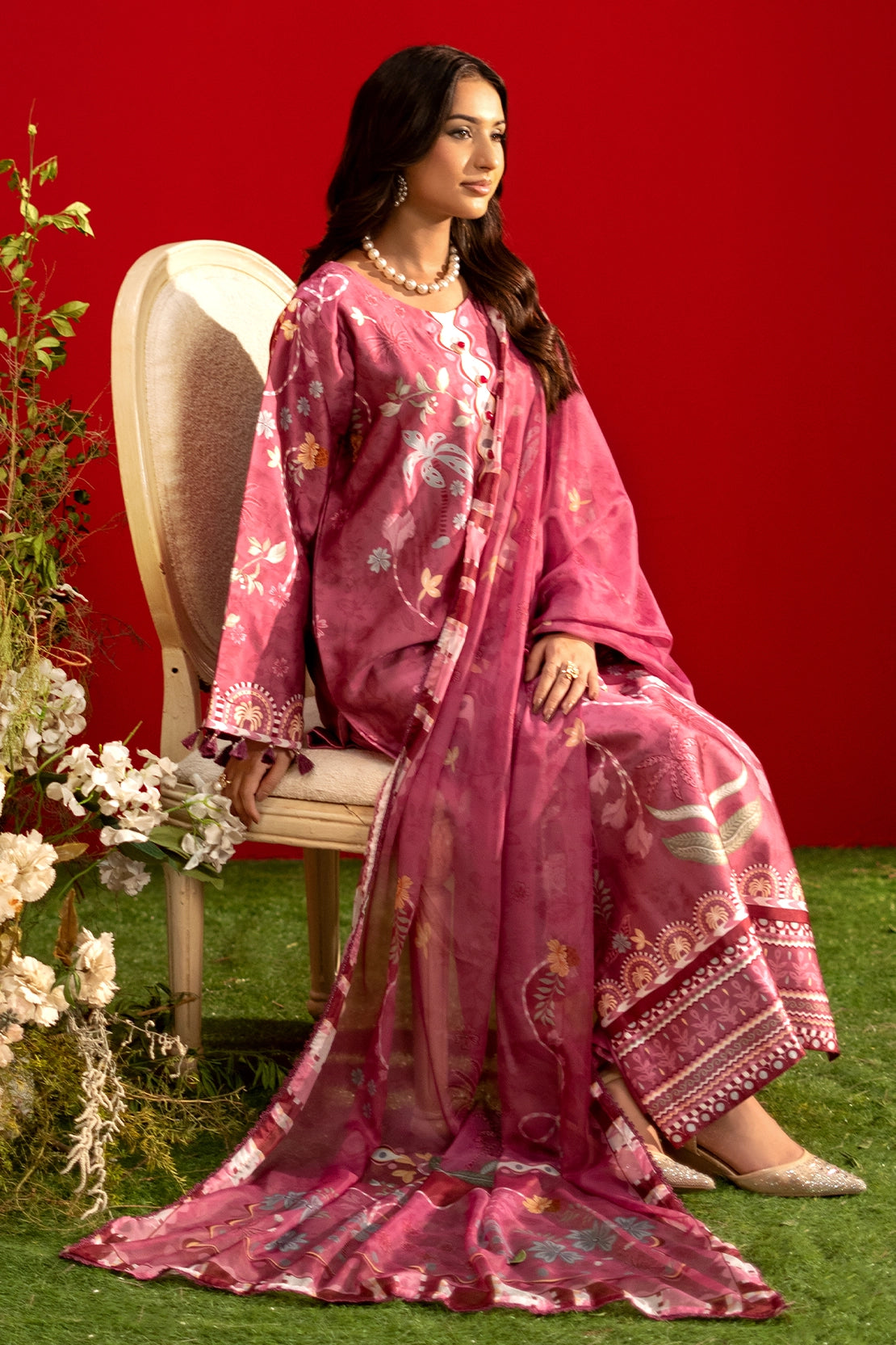 3 Piece - Digitally Printed Luxury Silk - 3906
